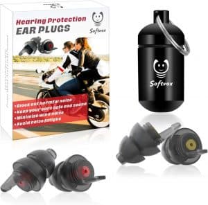 Motorcycle Ear Plugs 2 Pairs, Softvox Wind Noise Reduction & Premium Hearing Protection Reusable Earplugs for Motor, Motorbike, Motorsports,
