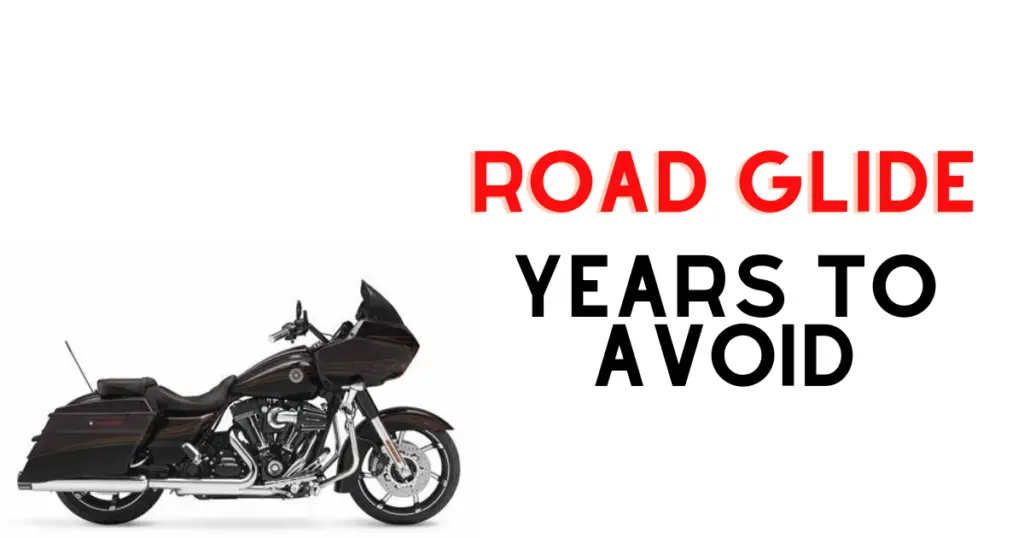 A CVO Road Glide model in a custom infographic introducing the Road Glide years to avoid