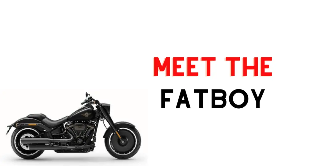 A newer model year Harley Fatboy with a 114ci Milwaukee Eight engine and a black and orange trim