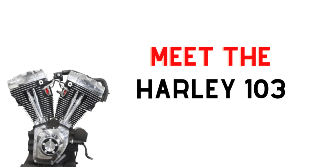 Custom infographic introducing, and containing, the Harley 103 engine