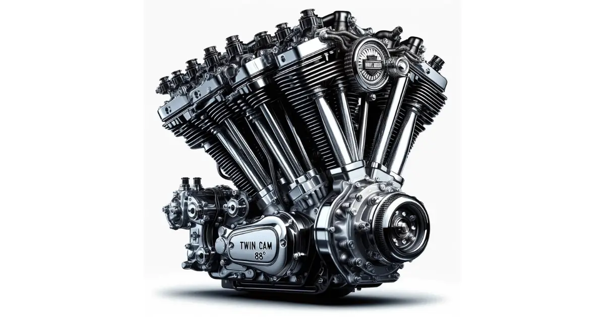 Digitally recreated image of an 88ci Twin Cam engine from Harley Davidson