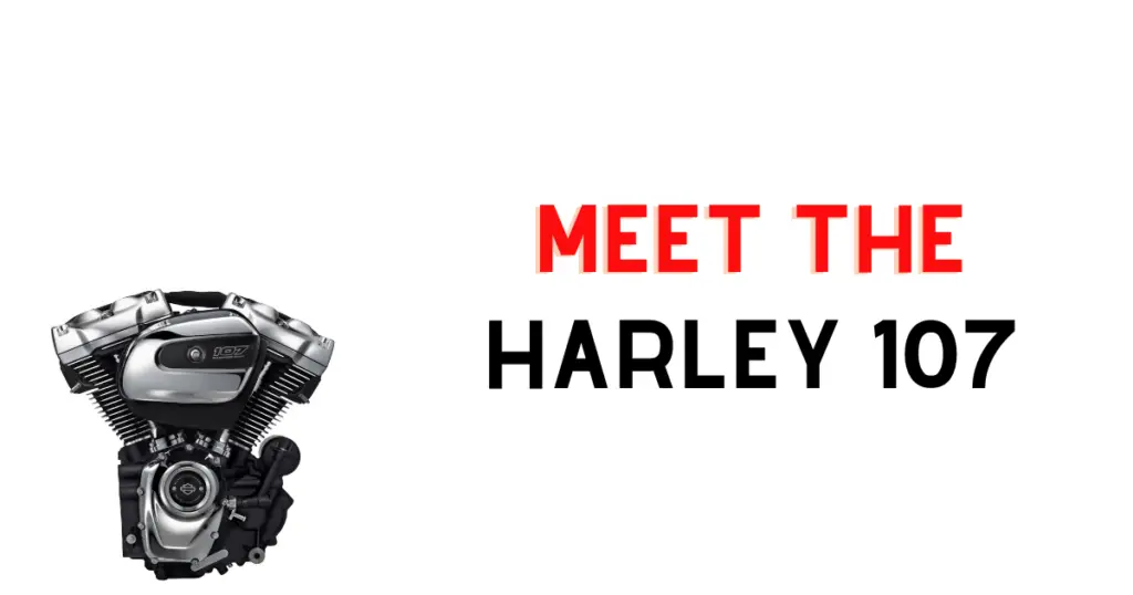 Custom infographic containing the Harley 107 engine from the Milwaukee Eight series