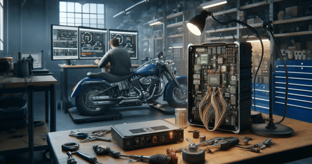 Digital image depicting the diagnostic procedure for the most common Harley Davidson BCM problems