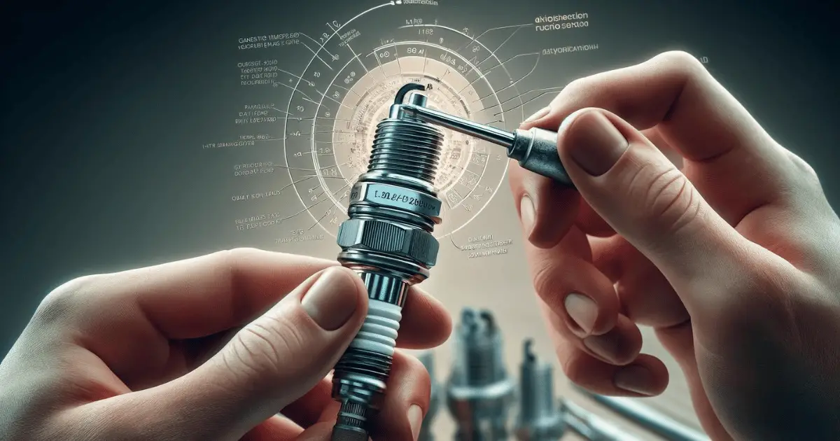 Digitally generated image showing how to measure the gap of a spark plug