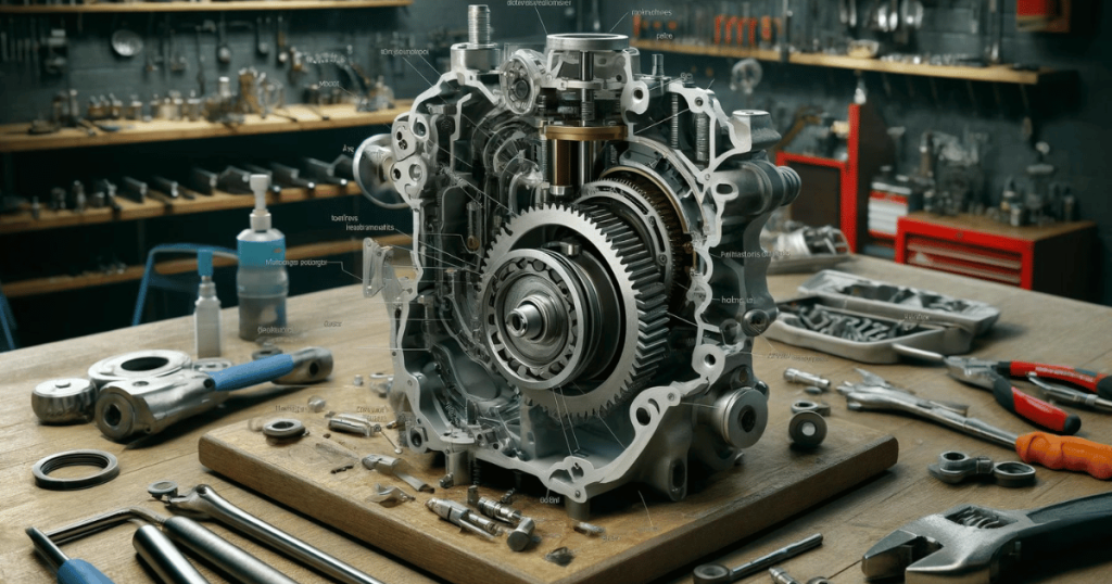 Digitally generated image showing the inner composition of the oil pump found on harley davidson's milwaukee eight engines